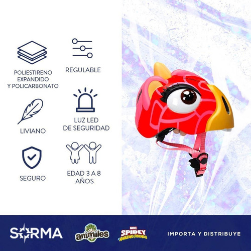 Imagen 2 de 10 de Combo Monopatín Spidey Infantil 3 Ruedas C/luz + Casco 3d