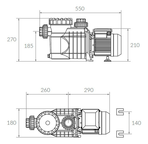Imagen 4 de 8 de Bomba Piscinas 14000 Lts/h Autocebante Vulcano 1/2 Hp Bae