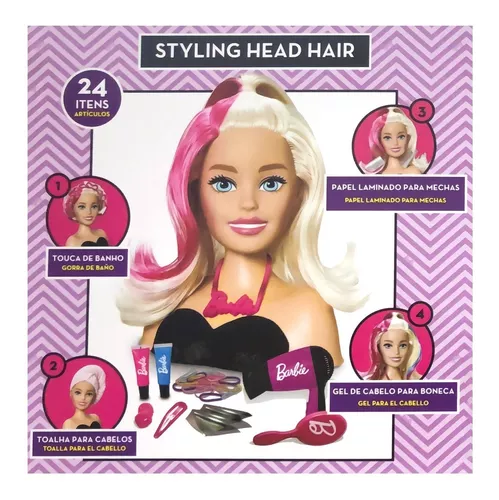 Boneca Barbie Busto Styling Head Faces com 24 Acessórios para