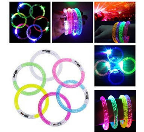 10 Pulseras Luz Led Batucada Boda Xv Disco Neon Fiesta Led Surtido