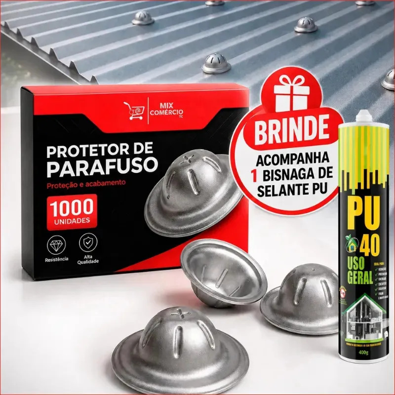 Kit 1000 Protetor De Cabeça De Parafuso Tampa De Acabamento Aço Galvanizado Anti Ferrugem e Infiltração Capinha de Vedação Impermeável Resistente Externo Para Telhados Telhas Metál