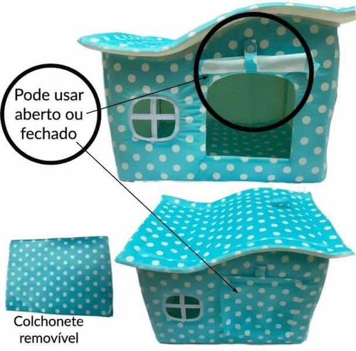 Casinha Cachorro Pequeno Casa Toca Pet Luxo Plush Verde Poá