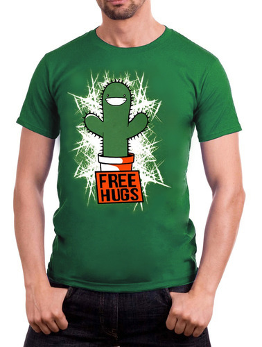 Imagem 2 de 2 de Camiseta Free Hugs / Cacto Abraço - Malha 100% Algodão