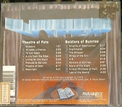 Cd Viper Theater Of Fate Soldiers Of Sunrise (Usado)