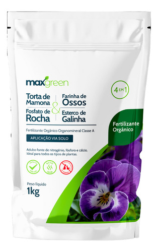 Fertilizante Orgânico Completo 4 Em 1 (1kg) Maxgreen