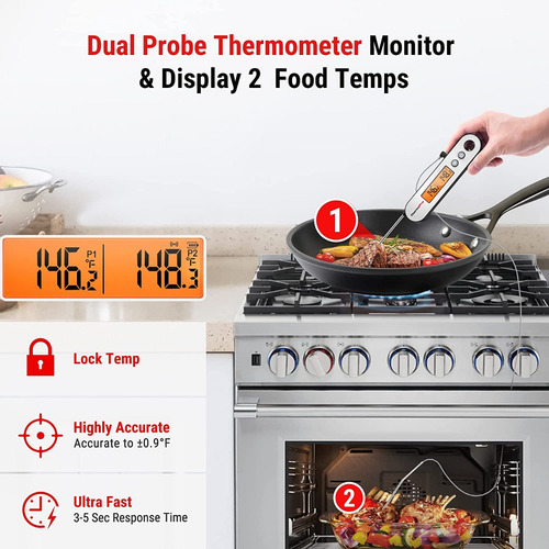 Termometro Digital Cocina Thermopro Tp610 2 Sondas Alarma