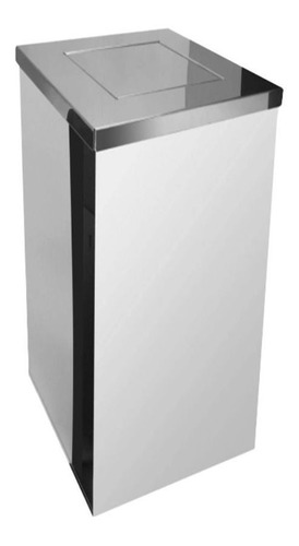 Lixeira 30l Quadrada Aço Inox 25x25x60 Bascular Cor Cinza