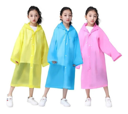 Capa Poncho Impermeable Niños Lluvia Viento Estandar Gorro