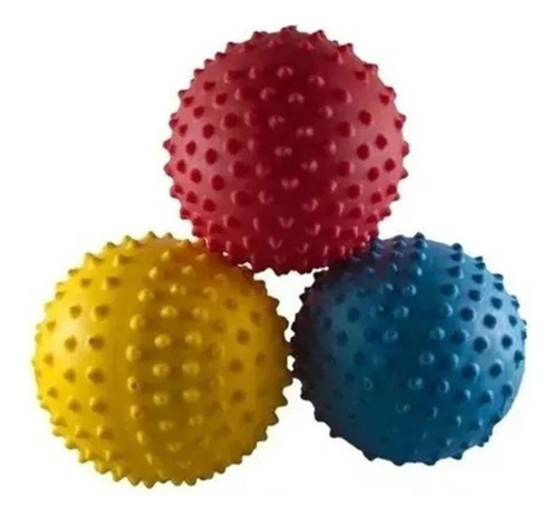 Pelotas Estimulacion Con Pinches Kit X 3 Densidades Dema Color Azul/rojo/amarillo