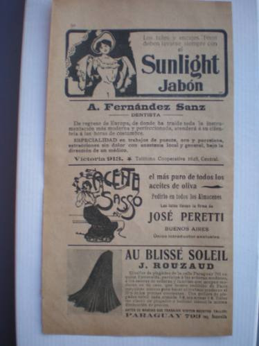 Antigua  Aviso Año 1906 De Publicidades Varias