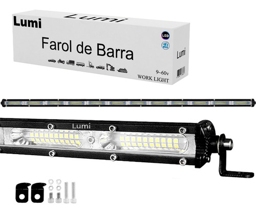 Refletor Holofote Luminaria 360w Farol Slim Barra Cor Da Carcaça Preto Cor Da Luz Branco Frio 12v/60v Bivolt