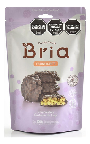 Snack De Quinoa Chocolate Y Castañas De Caju Bria 100 Gr X 4