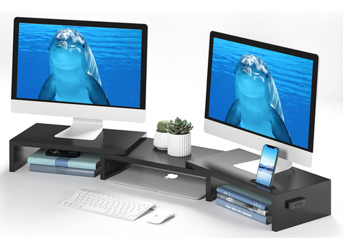 Soporte Elevador De Monitor Doble Con Soporte Ajustable