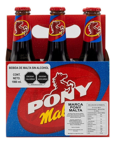 Refresco Pony Malta Pack de 6 unidades en botella 330 ml pack x 6