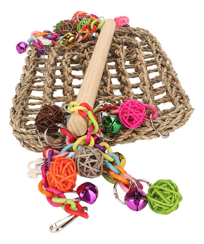 Bird Seagrass Climbing Hammock Swing Toys Rattan Colorido