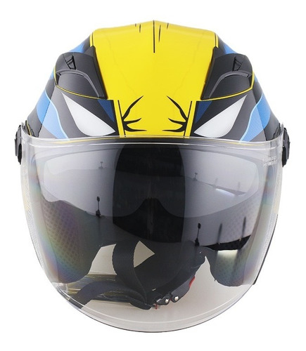 Casco Moto Edge Marvel X Men Wolverine 3/4 Certificado Dot Color Amarillo/Azul/Negro Brillo Tamaño del casco M (57-58 cm)