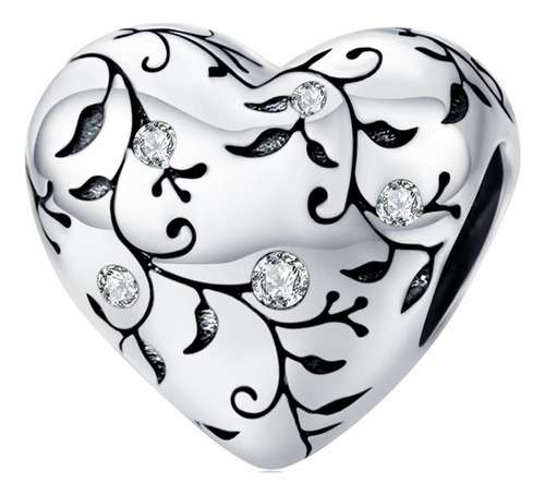 Hermoso Charm / Dije Corazón Flor 100% Plata S925 