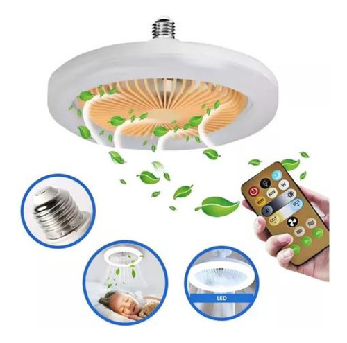 Lampada Ventilador Teto Led Controle Remoto E27 Ajustável Bi