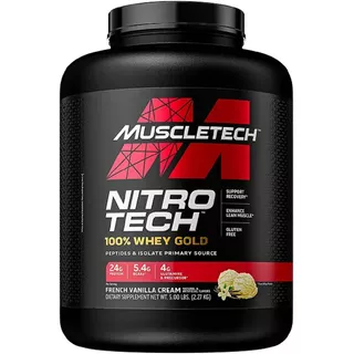 Suplemento en polvo MuscleTech Nitro Tech 100% Whey Gold proteína sabor french vanilla crème en pote de 2.27kg