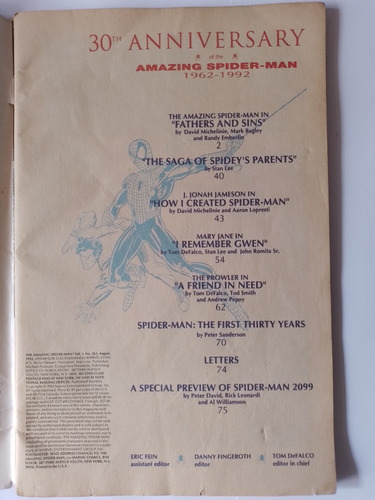 Hq The Amazing Spider-man 30 Th Anniversary Com Pôster Rara (Usado)