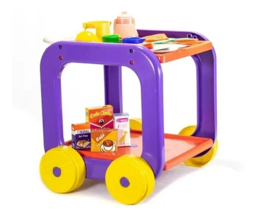 Set De Juguete Carrito Desayuno Y Almuerzo New Plast Cocina