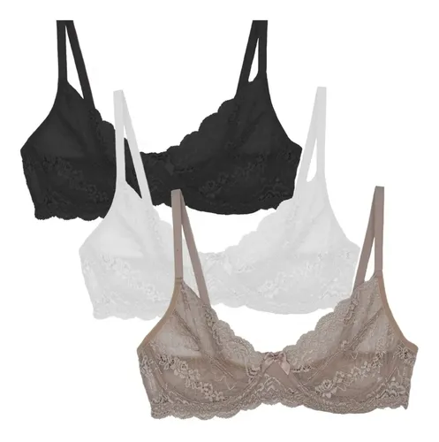 Kit 3 Sutia Em Renda Sem Bojo Com Aro Sigh Balconet Ref