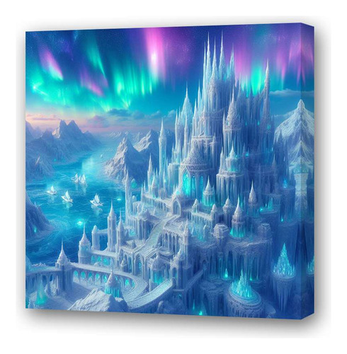 Cuadro 60x60cm Castillos De Cristal Aurora Boreal Reino