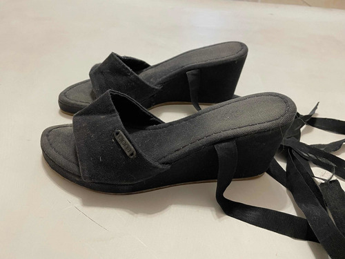 Zapatos Clona Tela Negra Lazo Talle 36/37