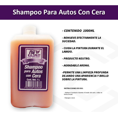 5 Shampoo Para Auto Con Cera Excelente Brillo 1 Litro