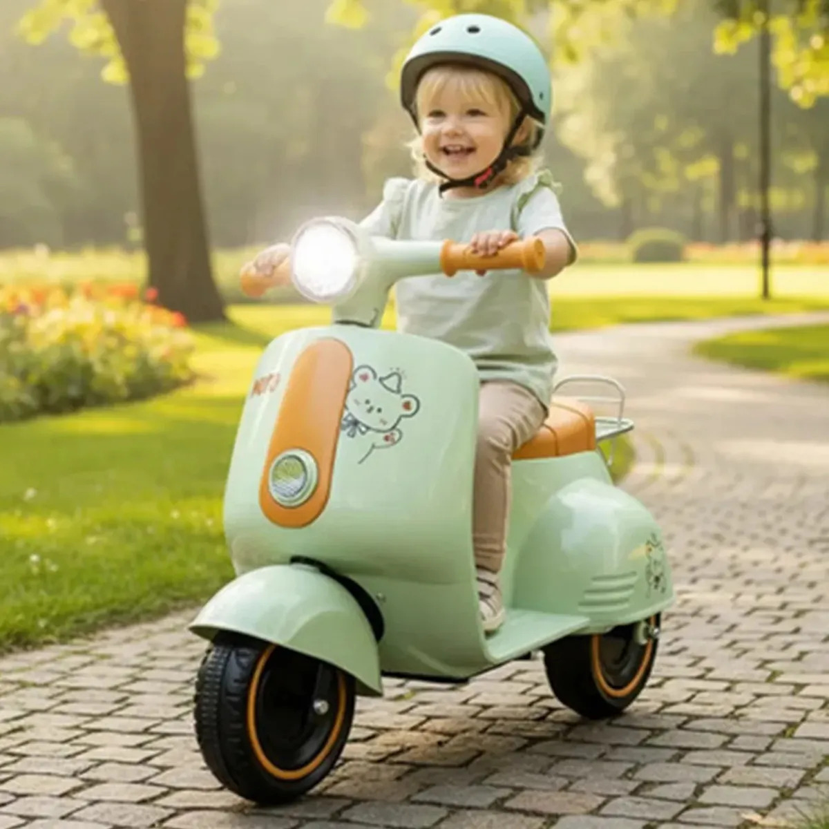 Triciclo Elétrico Infantil De Passeio Scooter 6v Com Musicas Verde