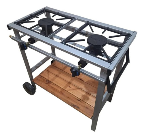 Anafe Alto 2 Hornallas A Gas Industrial Gastro Con Ruedas