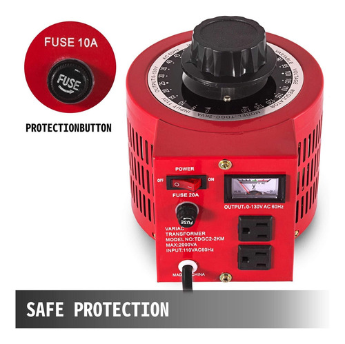 Transformador Variable 2000 Va 110v, 0-130v Regulador