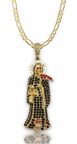 Santa Muerte Oro Lam Y Zirconias + Cadena