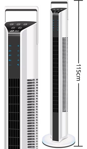 Ventilador De Torre Silencioso Giratorio Con Control Remoto Estructura Blanco Aspas Negro Diámetro 18 Cm Frecuencia 50 Material De Las Aspas Plástico