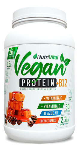 Vegan Protein + B12 990g. Nutrivital. Agronewen Sabor Coffee Toffee