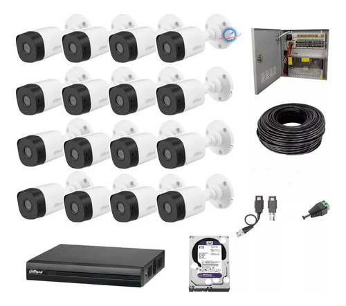 Kit 16 Camaras 5mp Dvr 16 Ch Wizsense Dahua Balun 4tb Purple