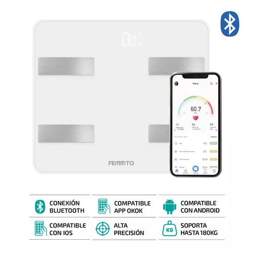 Balanza Digital Personal Baño Bluetooth Femmto 180kg Nueva