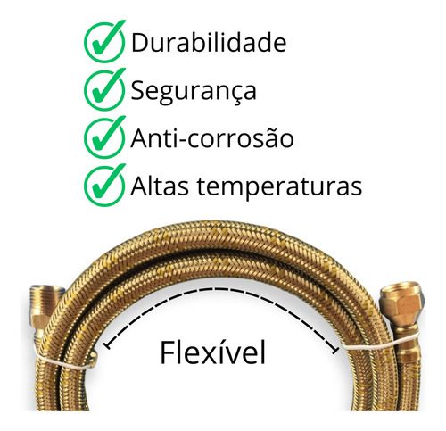 Mangueira Gás De Botijão E Gás Encanado 1,2m Grande Aço Flex