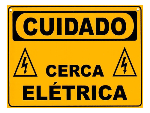 5 Placa Advertência Perigo Cuidado Cerca Elétrica Alumínio