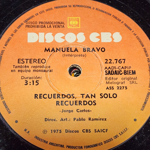 Simple Manuela Bravo Discos Cbs C7