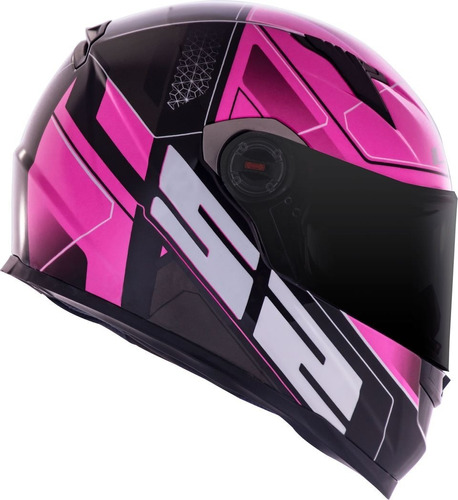 Capacete Ls2 Ff358 Ultra Black Pink Preto Pink Brilho