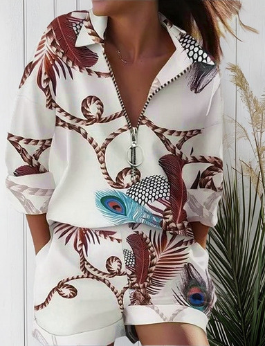 Conjunto De Camiseta Y Pantalón Corto De Verano Para Mujer