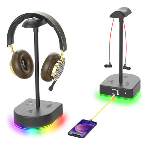 Soporte Para Auriculares Rgb Con Puerto De Carga Usb O Conce