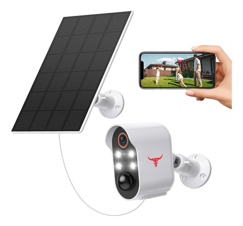 Sunnyjane Camara De Seguridad De 1080p Con Panel Solar, Dete