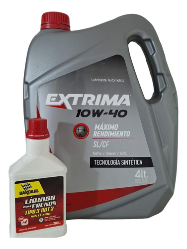 Lubricante Extrima 10w-40 - Bidon 4 Litros + Liquido Freno