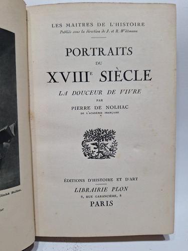 Antiguo Libro Portraits Du X V I I I Siecle  Francés Le439