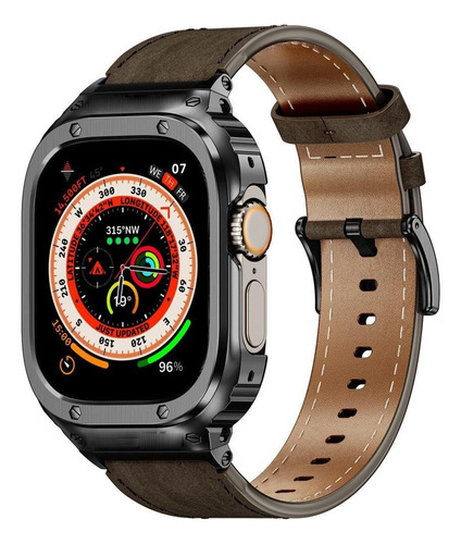 Funda De Metal+correa De Piel Para Apple Watch Ultra 8 Se 7