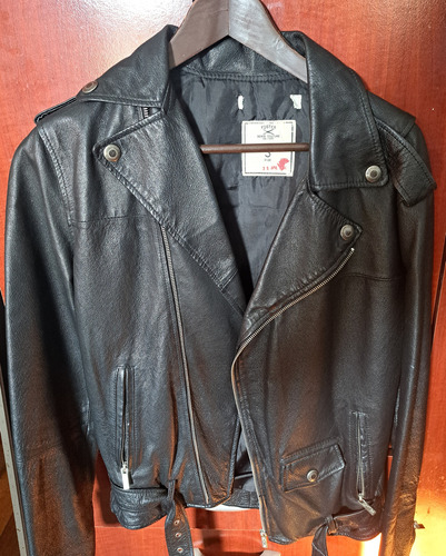 Chaqueta De Cuero Clásica (estilo Rockero 70s/80s) Biker Foster Talla S