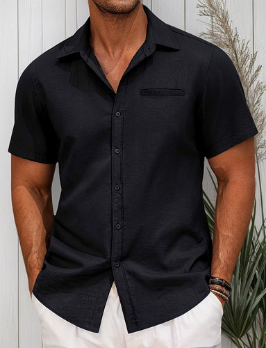 Camisa Social Tradicional Manga Corta Hombres No Se Arruga