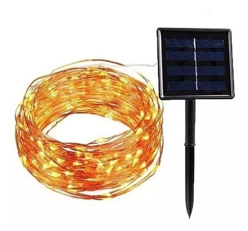 Guirnalda Luciernaga Solar Exterior 7m 50luces Blanca Cálida